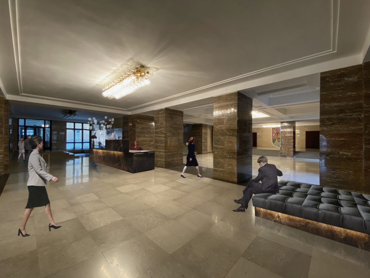 Vizualizace vzhledu nové recepce. Zdroj: Znamení čtyř architekti. Vizualizace vzhledu nové recepce. Zdroj: Znamení čtyř architekti.
